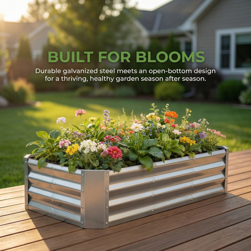 Smart Garden Storage - Large Bottomless Galvanized Garden Planting Bed